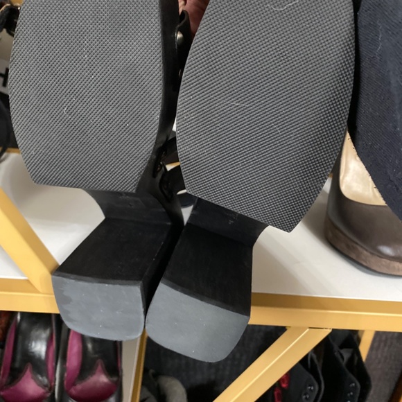 SAM EDELMAN Rosalind Black Leather Platform Heeled Sandals Size 8 - Picture 8 of 9